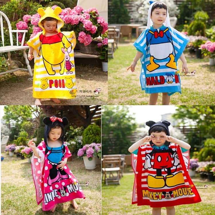 Baby toddler bath pure cotton cartoon water absorption children's bath towel cloak toilet toilet bathrobe