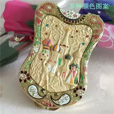 Russian small mirror Portable double-sided folding portable handheld makeup mirror gift