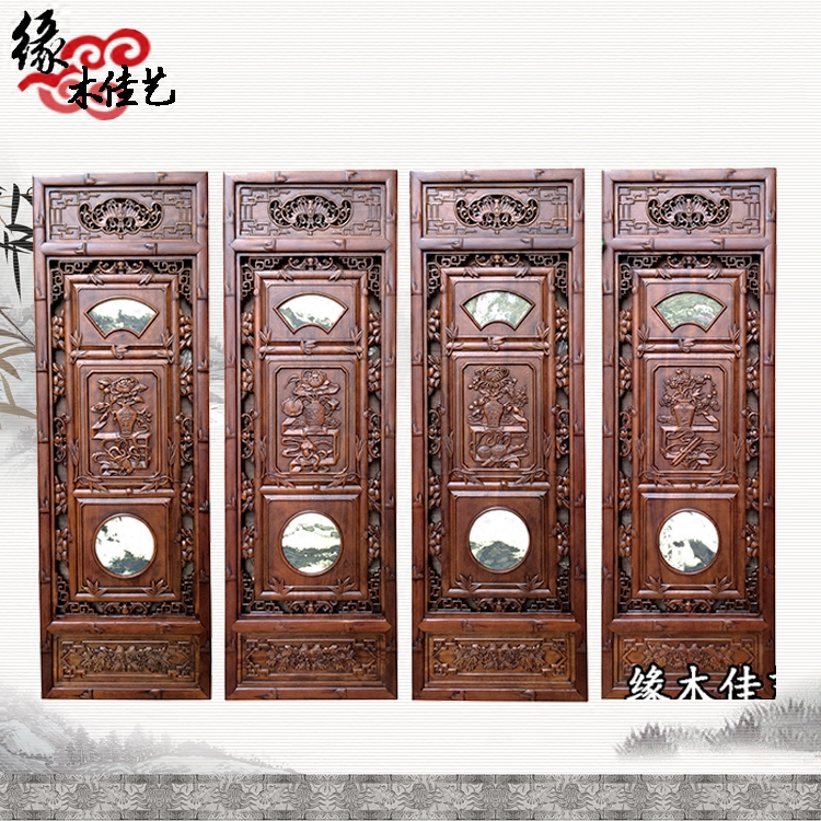 Dongyang wood carving pendants spring, summer, autumn and winter four screens pendant marble wall hanging Chinese style classical Ming and Qing antique