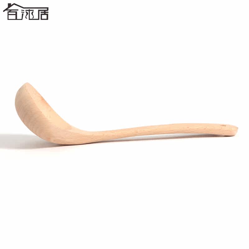 百沐居木汤勺长柄 榉木无油无漆无蜡 大号长勺精品餐具天木质粥勺