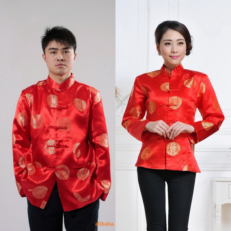 Spring and Autumn Chinese Tang Suit Long-Sleeved Tops for Men and Women, Festive Couple Outfits, Annual Meeting Performance Costumes, Work Clothes, Formal Jackets