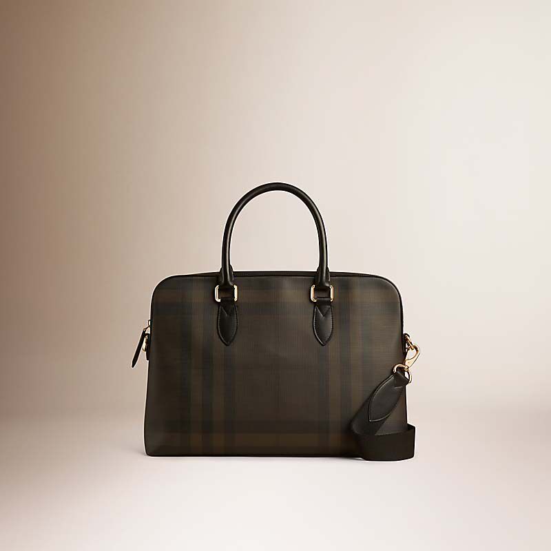 BURBERRY/博柏利皮革装饰烟熏格纹公文包 39962081