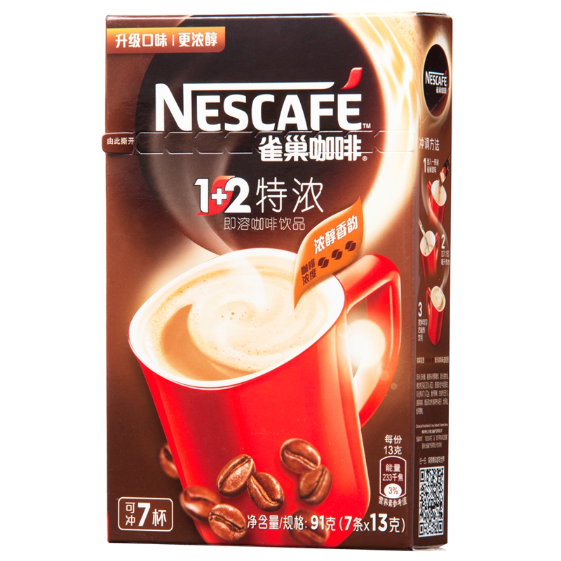 【天猫超市】雀巢 速溶咖啡1+2特浓13g*7条/盒 浓缩香醇即冲即饮