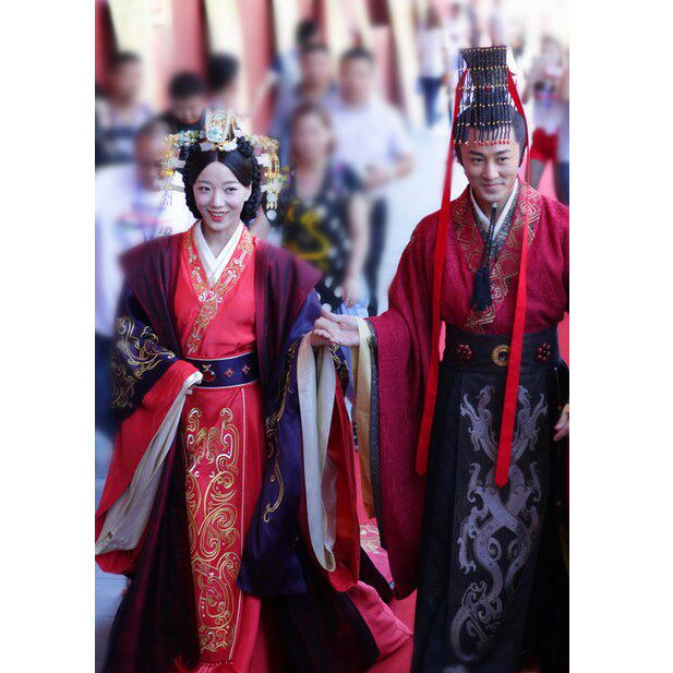Chinese-Style Wedding Red Male and Female Ancient Costume Hanfu Wedding Attire Recommended for Performances