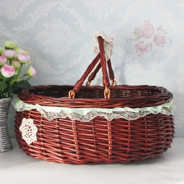 Willow rattan super large picnic basket flower basket shopping basket gift basket vegetable basket hand basket fruit basket