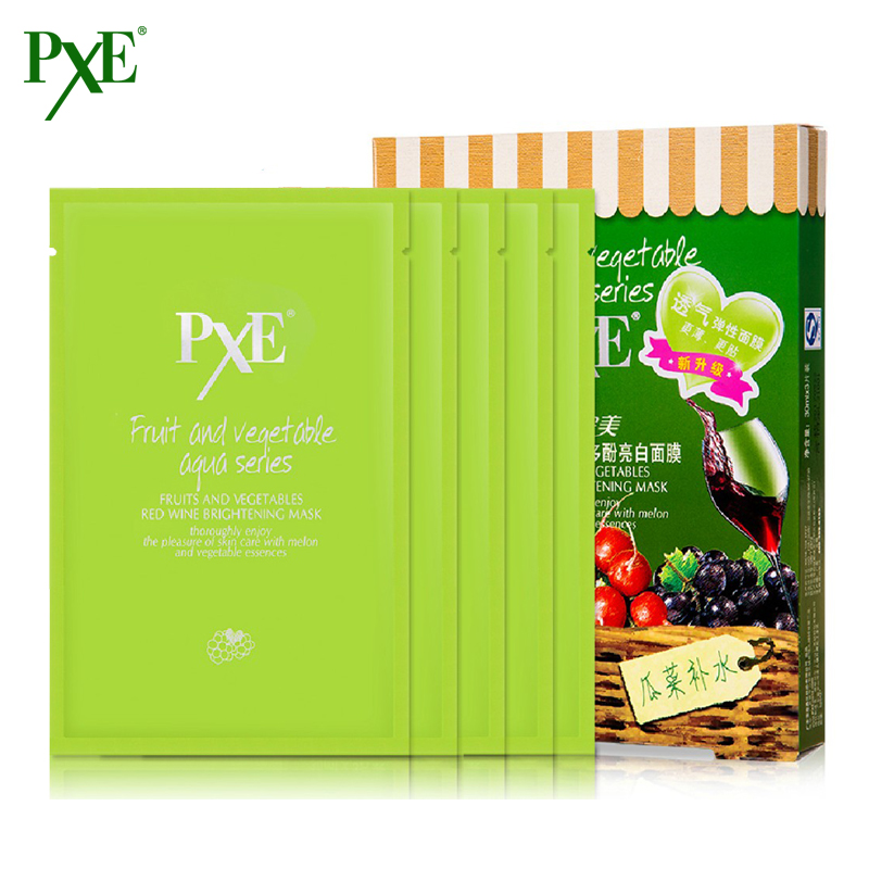 PXE雪完美瓜菜水红葡萄酒多酚亮白面膜5贴免洗女天丝紧致补水保湿