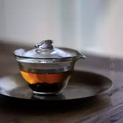Handmade thickened heat-resistant glass cover bowl Japanese hand grab pot Kung Fu Tea three-year-old cover bowl Tea maker Tea set Teapot