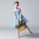 Một vai cô gái sinh nhật công chúa váy hoa cô gái fluffy sợi trẻ em sàn catwalk buổi tối ăn mặc nhỏ máy chủ đàn piano trang phục shop bán đồ trẻ em Váy trẻ em