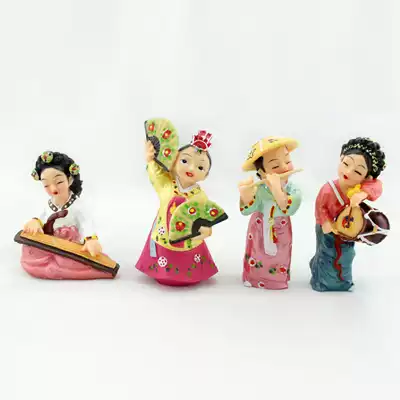 Korean traditional characteristic agricultural ornament resin doll Korean national characteristic fan drum hanbok doll decoration
