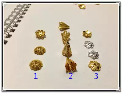 Sterling silver gold-plated gilt bead spacer Filigree Enamel filigree burning blue DIY accessories Hand string Buddha beads small flower holder