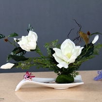 New Chinese classical floral suit Simulation flower magnolia fake flower Living room tea table Hotel tea house decoration floral ornaments