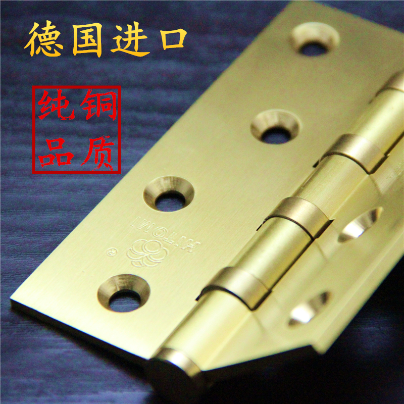 5-inch full copper hinge 3mm thickened pure copper mute flat open leaf wood door hinge bearing heavy solid wood gate