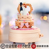 Jeancard music box to send girls wedding birthday gift wooden rotating music box wedding cake send Creative