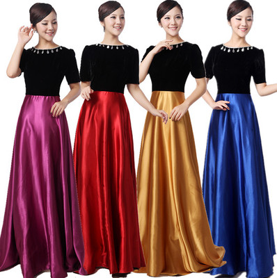 Golden Velvet Big Chorus Out of Costume Chorus Suit Long Dress New Adult Sashimi Choir Conductor Costume