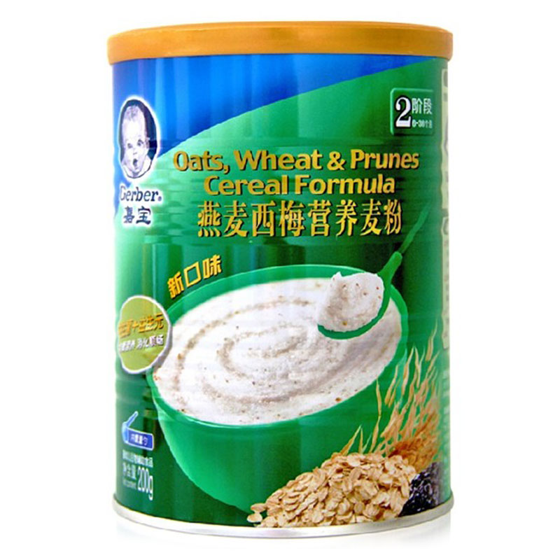 乐友孕婴童嘉宝辅食燕麦西梅营养麦粉200g盒6-36月