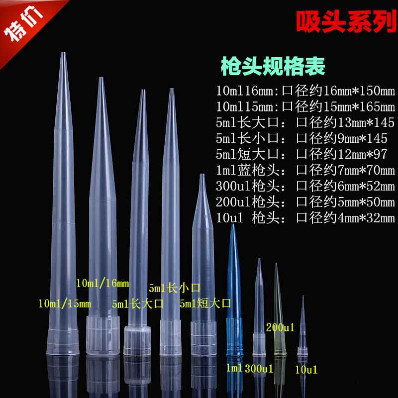 塑胶移液器吸头 10ul小滴管大龙品牌百德芬兰配件 5ml大口移液枪头
