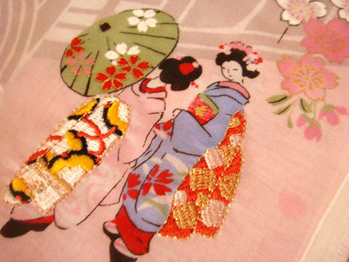 2 Japanese Imported Friend Zen Embroidery Handkeratong Dancing Ji Embroidered Lady full cotton pure cotton and wind handkera