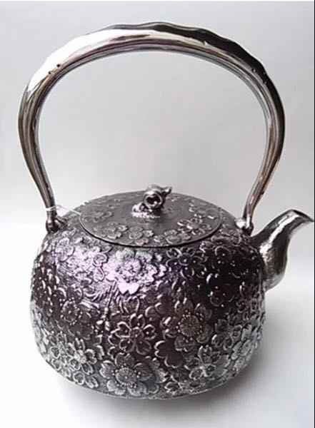 UM030 【釜師浄清造】柚子肌鉄瓶・銅蓋柚子肌鐡瓶・鐵壺・