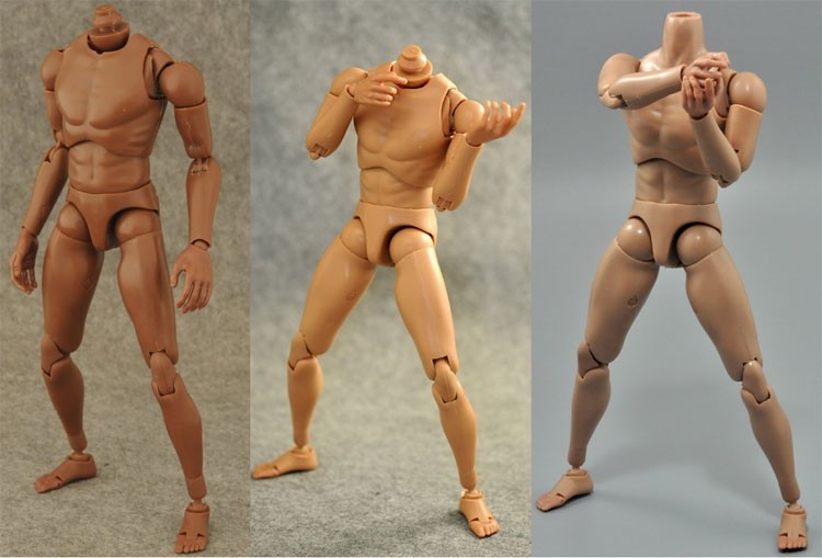 Non-hottoys ht 1 6 soldiers male body narrow shoulder width shoulder ordinary tall black 5-hand type