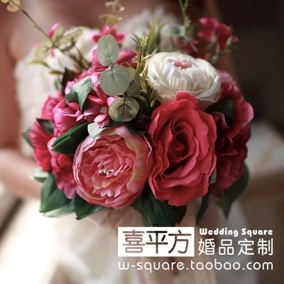 (Happiness squared) Peach Mori Hands to Wedding Hands to Spend High-end Bridal Bridesmaids to Hold Flowers