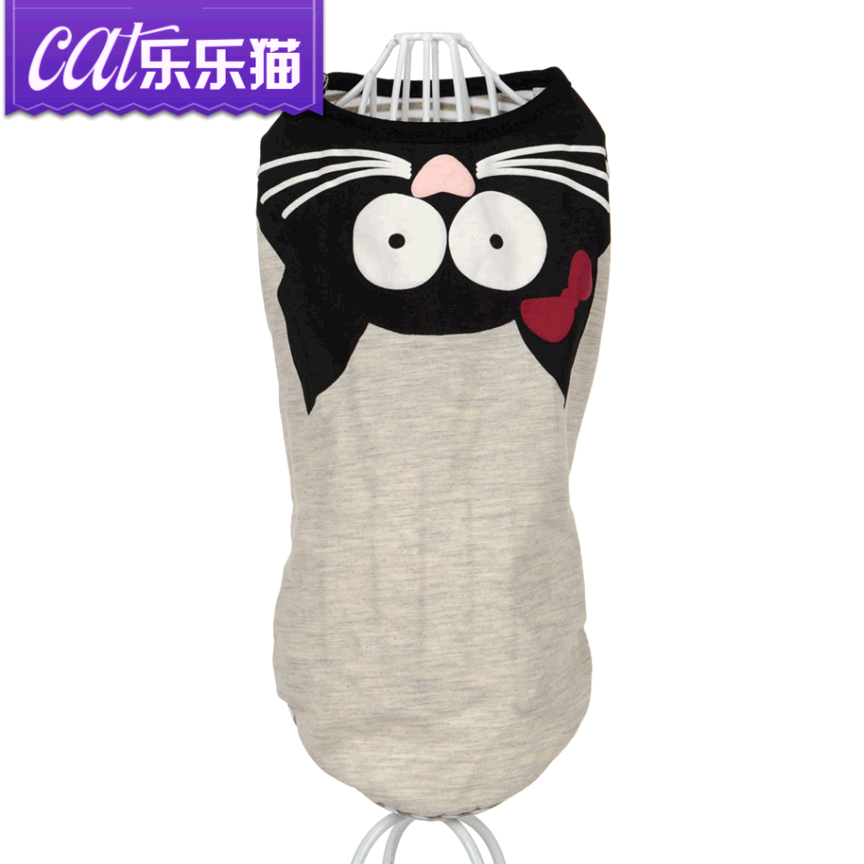 灰小猫原创设计猫咪无袖衫 猫咪衣服轻薄猫咪背心夏季宠物T恤衫