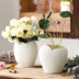 Bình gốm sọc trắng đơn giản Bình gốm trắng trang trí phòng khách bình hiện đại - Vase / Bồn hoa & Kệ chậu nhựa trồng lan Vase / Bồn hoa & Kệ