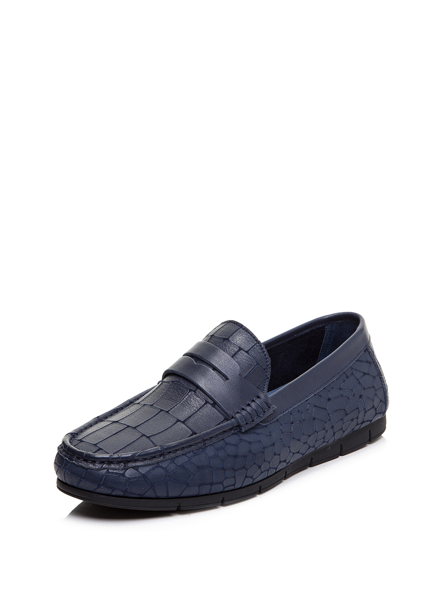 TRANOI 深蓝色石裂纹乐福鞋