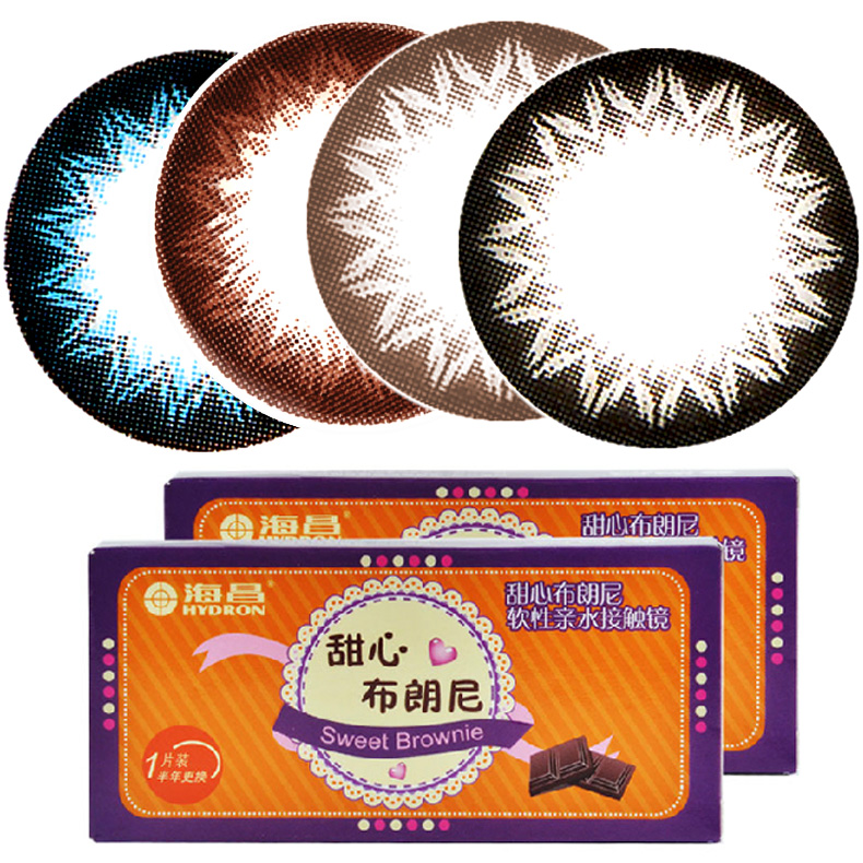 买2送6】海昌美瞳隐形眼镜半年抛1片装 大直径混血蕾丝甜心布朗尼