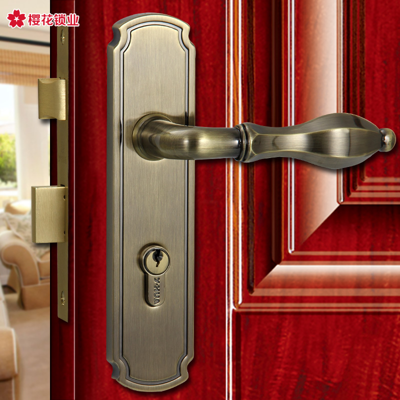 Sakura lock industry European-style door lock plate hand lock double tongue door lock door handle F8737 green bronze