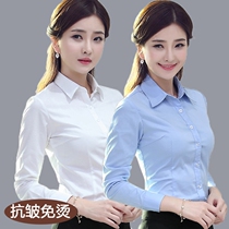 White shirt womens long-sleeved 2018 new Korean version of the wild student slim-fit business suit work interview shirt spring and summer