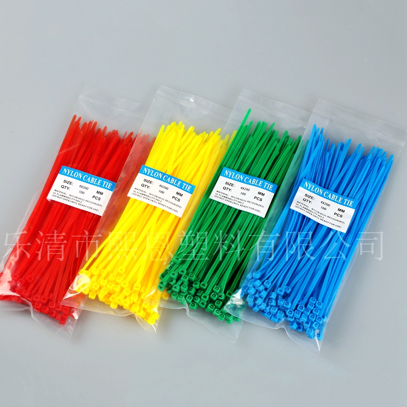 4*200mm color nylon cable tie red yellow blue green purple 100 a pack of bandage wholesale