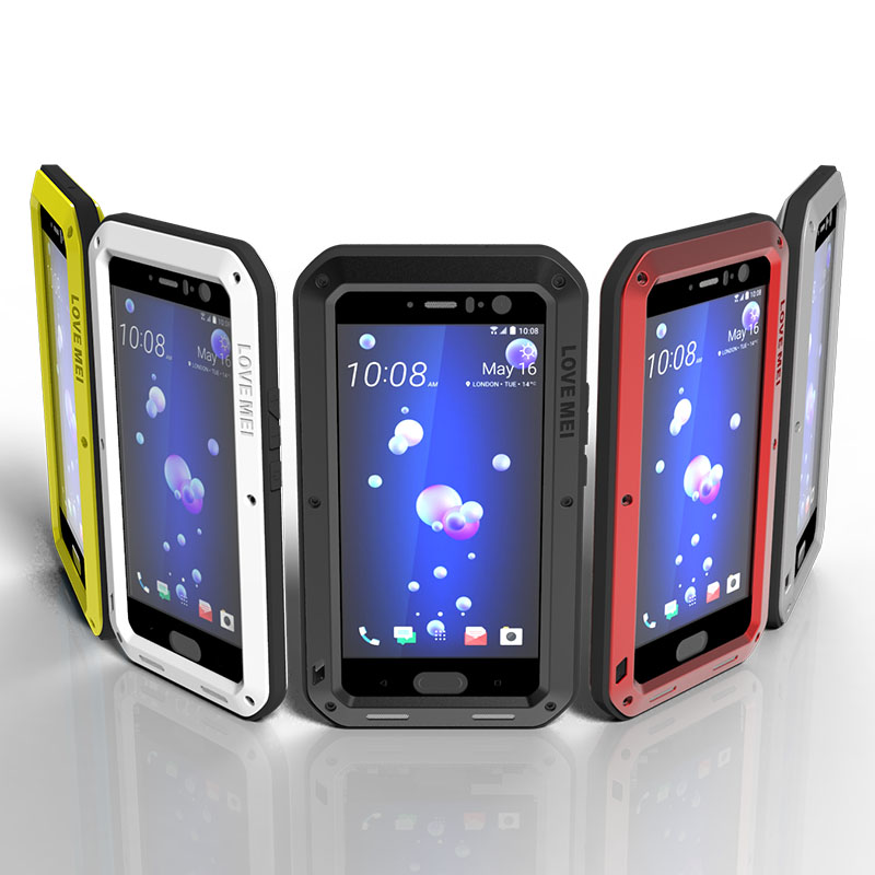 LOVE MEI Powerful Water Resistant Shockproof Dust/Dirt/Snow Proof Aluminum Metal Outdoor Heavy Duty Case Cover for HTC U11