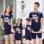 Bố mẹ gia đình Gói gia đình mới Bộ đồ cotton ngắn tay Người đàn ông Phim hoạt hình Áo phông Gia đình Gói mùa hè Đàn ông và Phụ nữ kinh doanh quần áo trẻ em