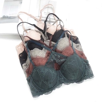  Summer breathable bra ultra-thin back cross beautiful back sexy lace bra gathered vest underwear women