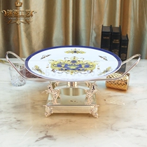 Stainless steel fruit plate new silver-plated stainless steel with ceramic fruit plate ktv table supplies atmospheric decoration