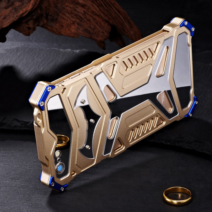 Crescent Knife Batman Stainless Steel Mirror Shockproof Aluminum Metal Case Cover for Apple iPhone 6S Plus/6 Plus & iPhone 6S/6