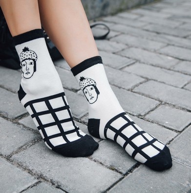 South Korea Autumn Winter New Japanese Woman Avatar Lady Pure Cotton Socks White Illustrator Short Socks