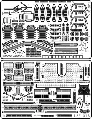 L35101 German 1:350 battleship Bismarck assembled model set to change etching sheet transformation parts