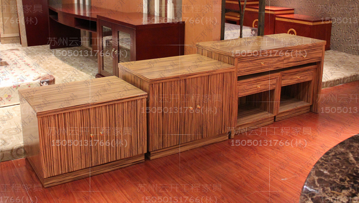 Three sets of guesthouse TV cabinets full of business chain hotel furniture with tea water table hotel luggage rack