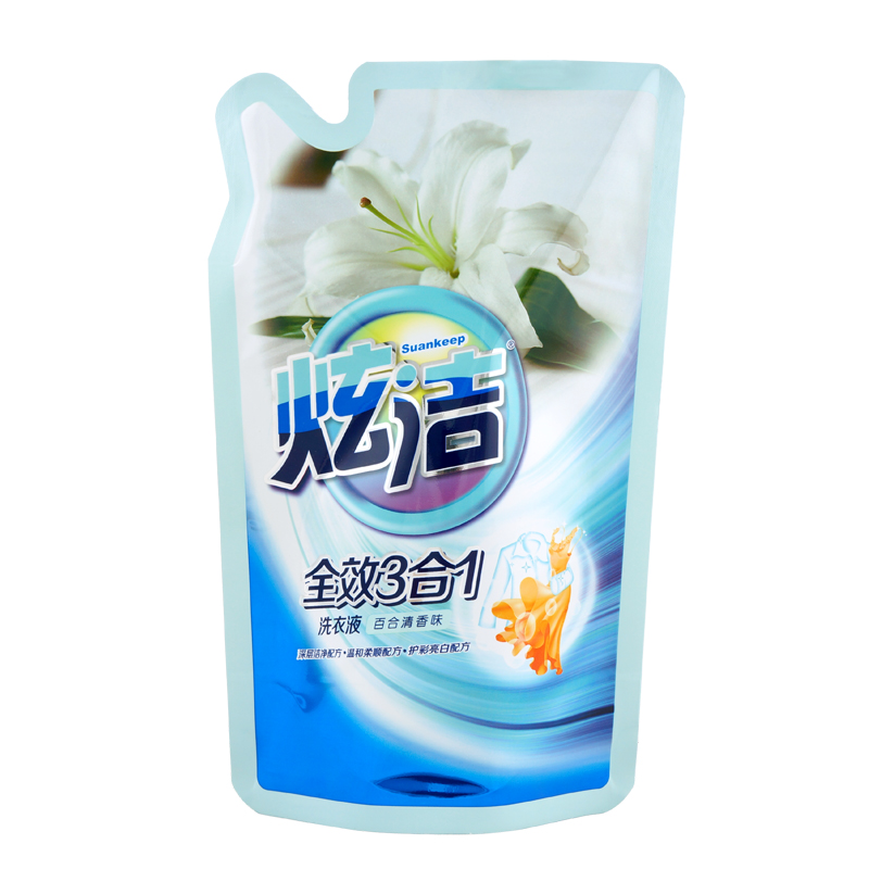 炫洁全效3合1洗衣液500ml 袋装清洁柔顺洗衣液补充装衣物清洗剂