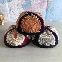 Xinjiang Uyghur Ethnic Dance Performance Handmade Pearl Lady Floral Hat Hat National Stage Headwear Four Corner Hats