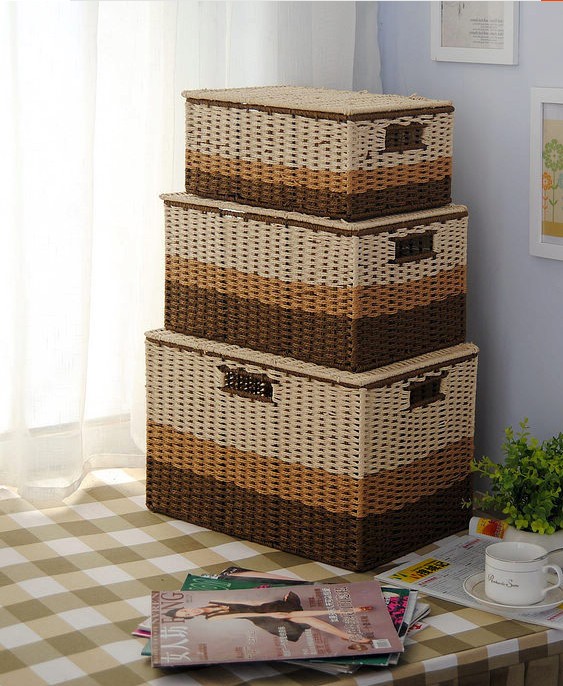 Clothes blue paper towel extraction export single environmental protection straw storage box with lid underwear sundries toy storage