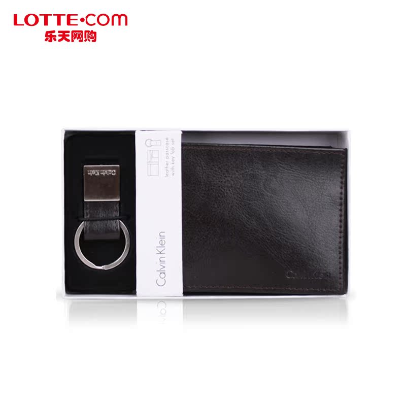乐天网购CalvinKlein男士牛皮短款钱包深棕色简约韩国正品直邮