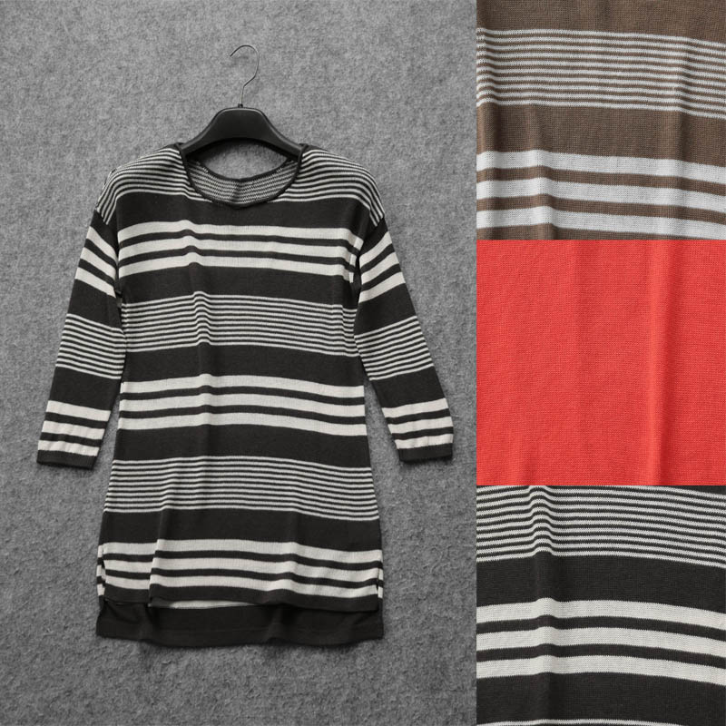 S116C 0628 generous fashion with lined loose and soft striped shouldded 70% sleeves head-knitted sweatshirt