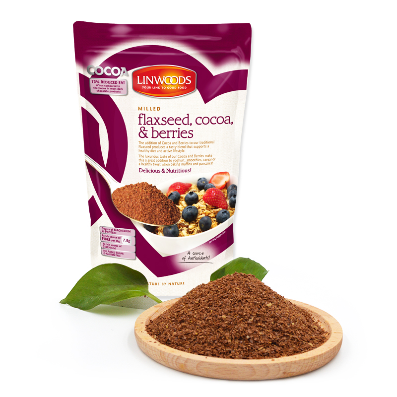 英国直邮Linwoods 亚麻籽浆果粉 代餐粉360g 补铁锌镁钙维生素B1