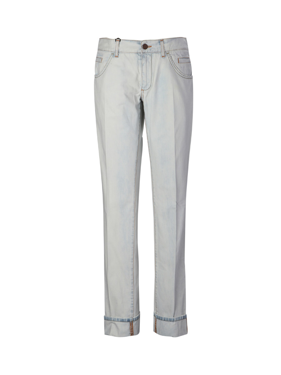 Dolce&Gabbana 淡蓝色水洗卷边牛仔长裤