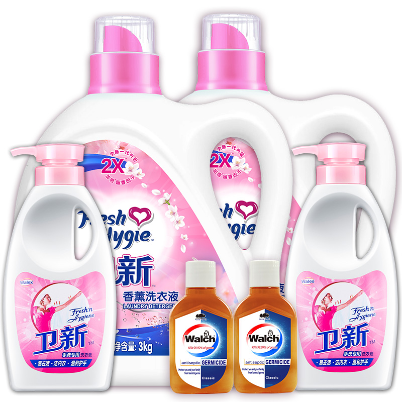 Walch/威露士卫新樱花洗衣液3kgx2+手洗洗衣液600gx2