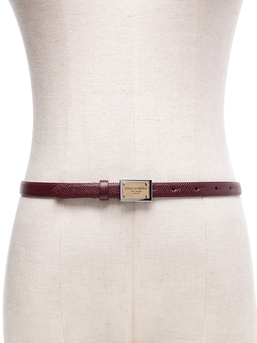 Dolce&Gabbana 酒红色金属扳扣式细腰带