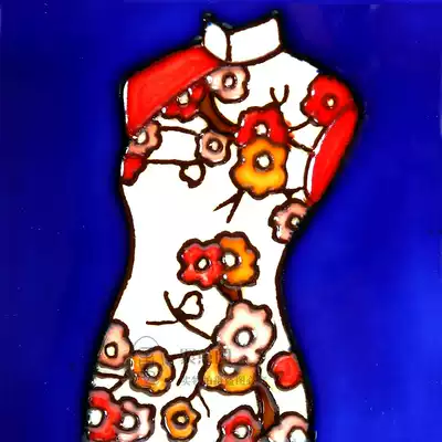 Chinese style hand-painted porcelain plate painting wall stickers creative ceramic cheongsam decoration foreign affairs abroad to send foreign gifts