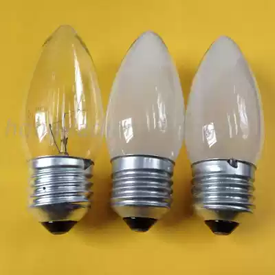 Candle-shaped pointed bubble 220V transparent frosted E27 screw tungsten lamp warm yellow light